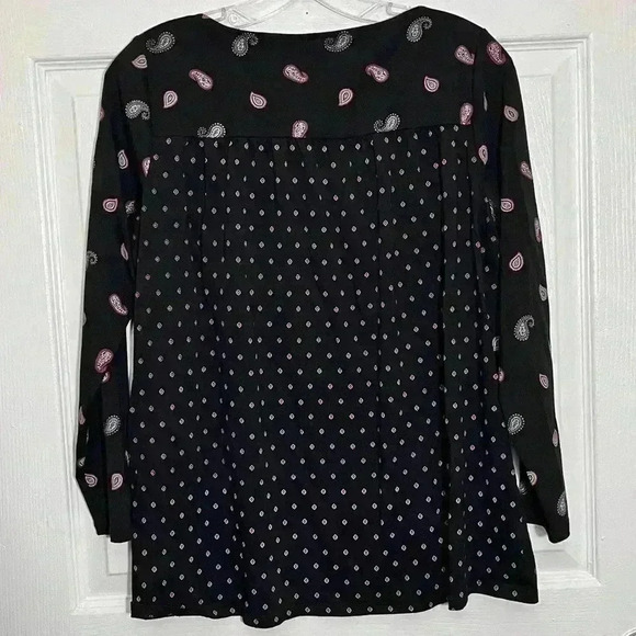 J.Jill Black Long Sleeve Paisley top | size medium - Picture 2 of 7
